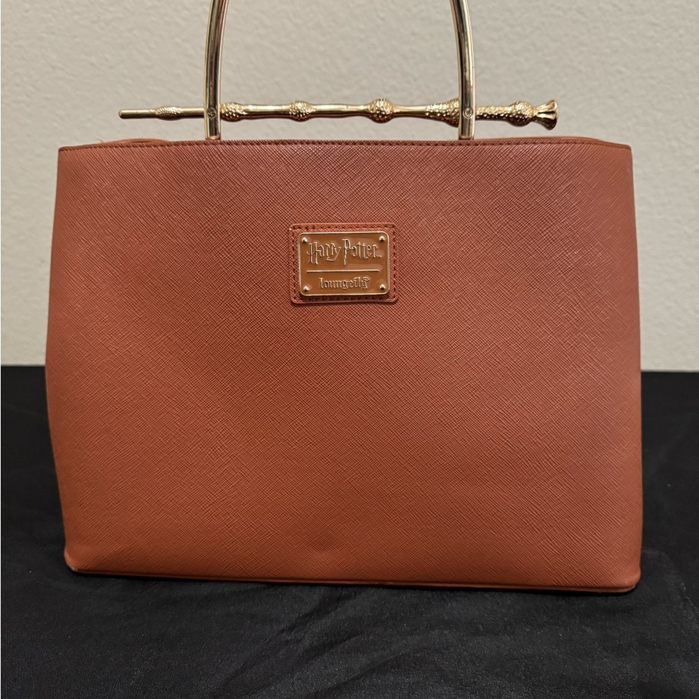 Harry Potter Loungefly Brown Satchel with Structured Design and Gold Detail